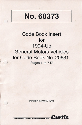 GM 10 cut code book (used) with binder. 1994 edition